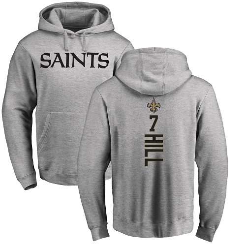 Men New Orleans Saints Ash Taysom Hill Backer NFL Football #7 Pullover Hoodie Sweatshirts->new orleans saints->NFL Jersey
